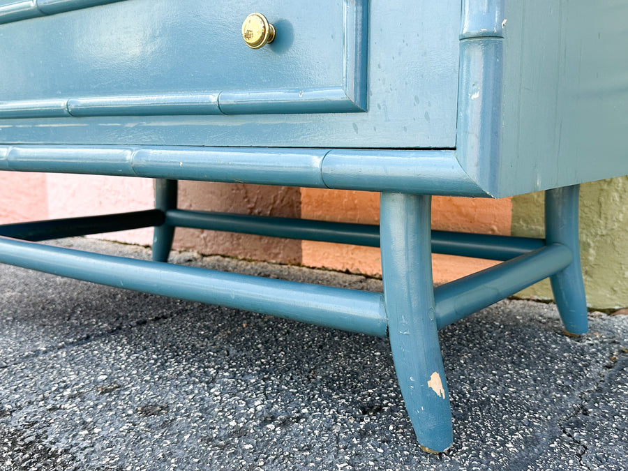 Cornflower Blue Faux Bamboo Extra Tall Chest