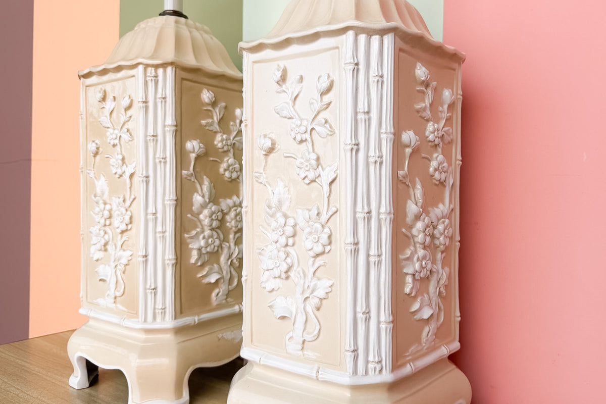 Pair of Chinoiserie Flower Lamps