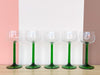 Set of Twelve French Green Stem Glassware