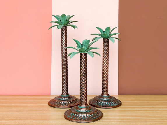 Trio of Palm Tree Candlesticks