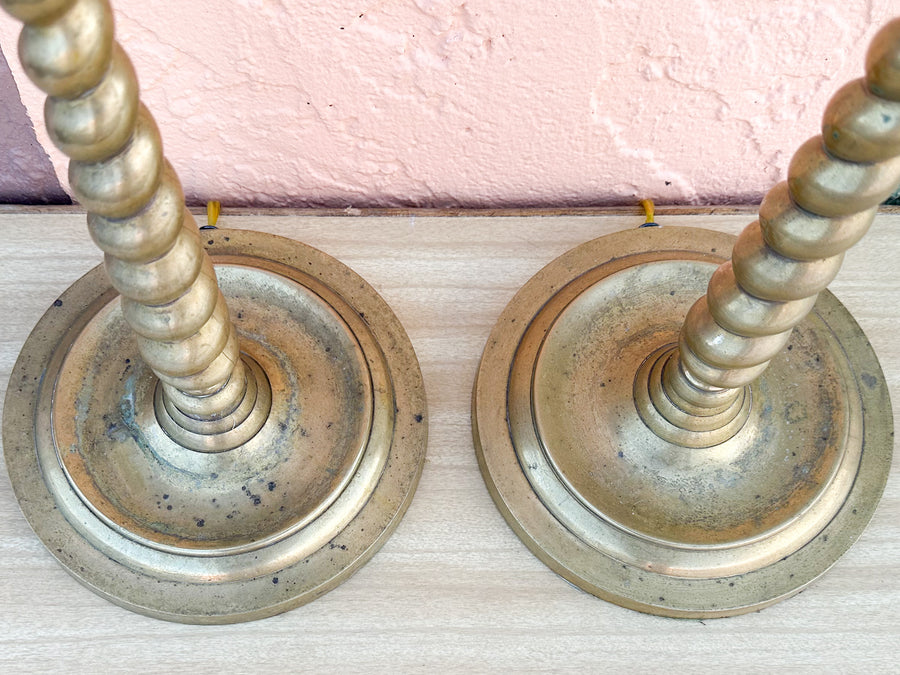 Pair of Frederick Cooper Twisted Brass Lamps