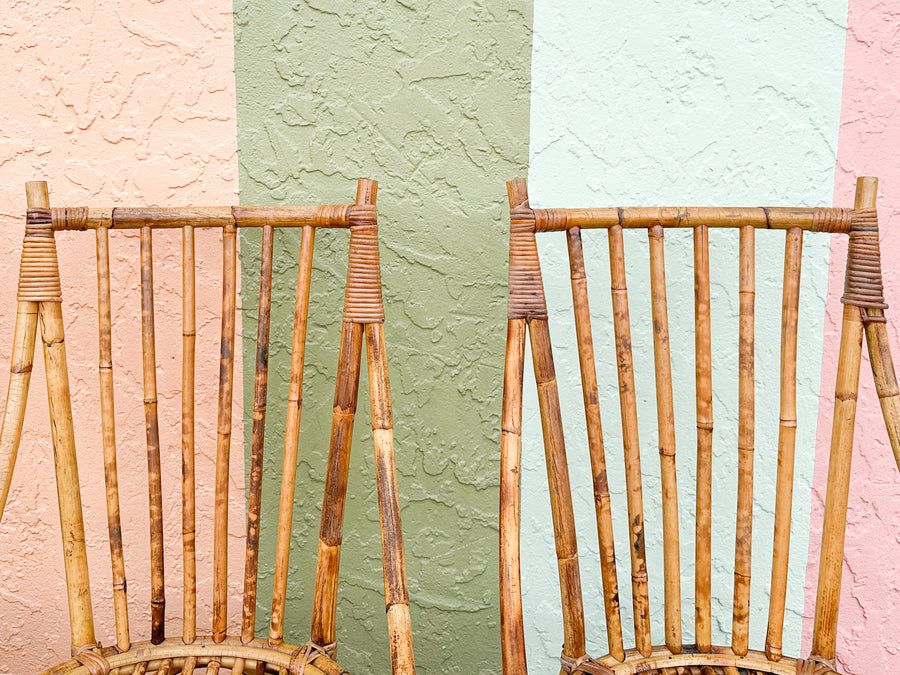 Set of Four Italian Rattan Dining Chairs