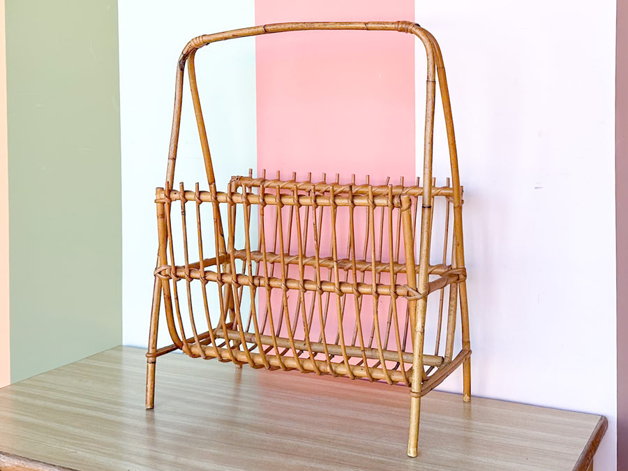 Old Florida Rattan Magazine Rack
