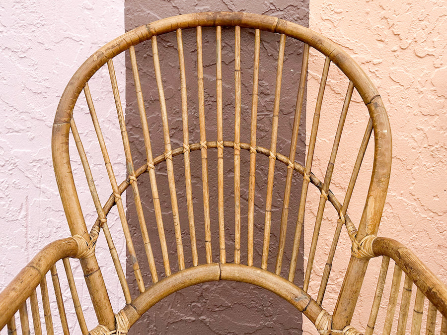 Pair of Island Style Rattan Balloon Back Chairs