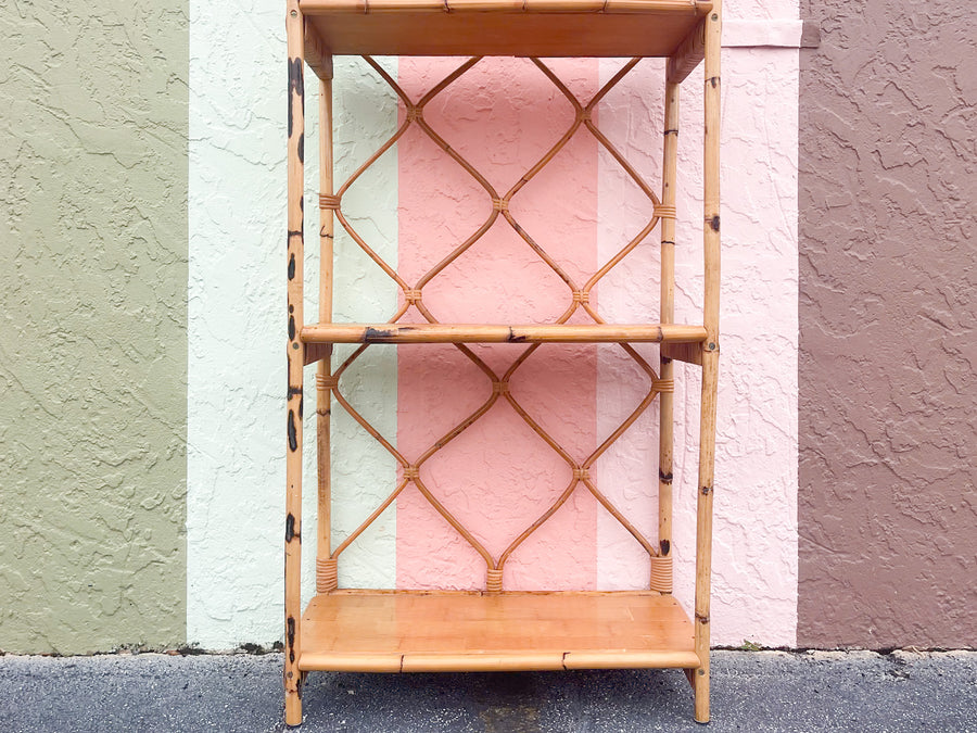 Old Florida Style Rattan Arch Etagere