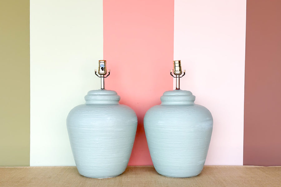 Pair of Seafoam Plaster Lamps