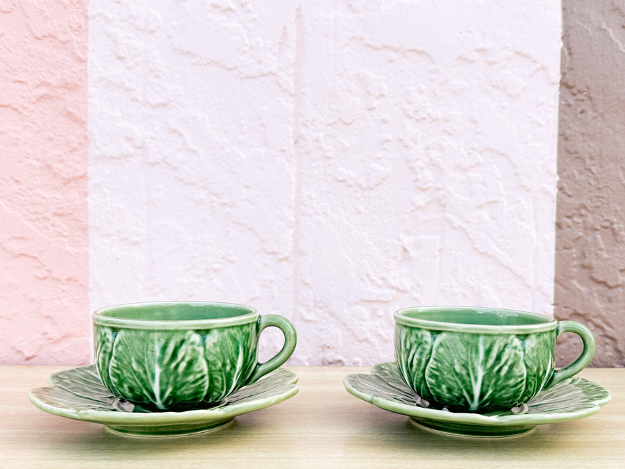 Secia Portugal Lettuce Teacups and Saucers