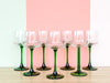 Set of Six French Green Stemware