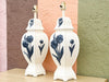 Pair of Blue Flower Ginger Jar Lamps