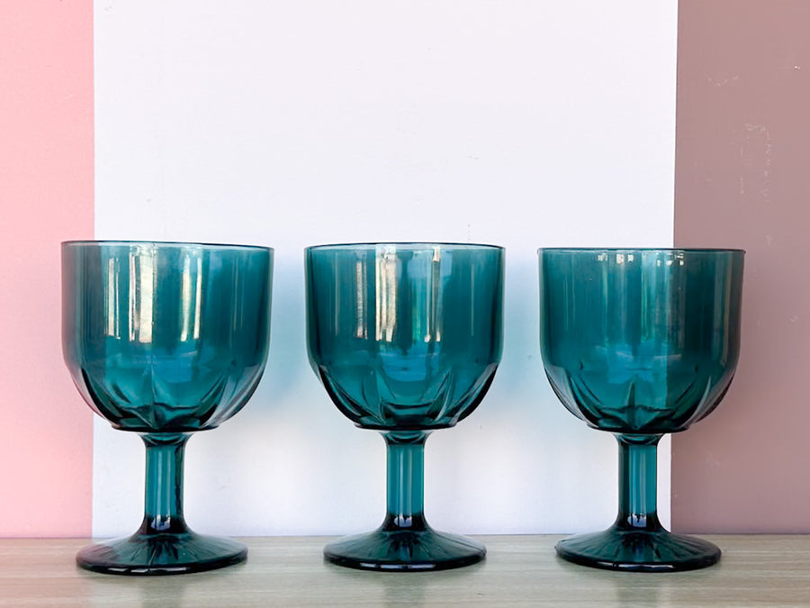 Set of Six Turquoise Goblets