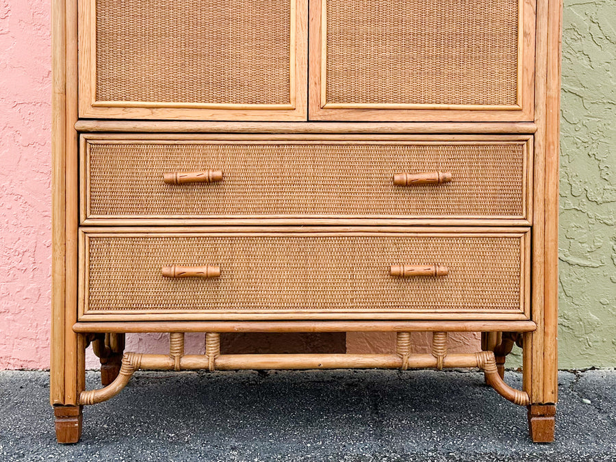 Coastal Chic Rattan Armoire