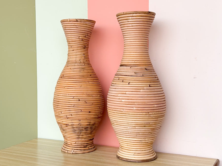 Pair of Natural Pencil Reed Vases