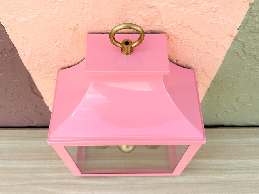 Modern Pink Pagoda Outdoor Sconce