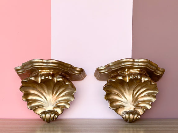 Pair of Ceramic Regency Style Wall Shelves