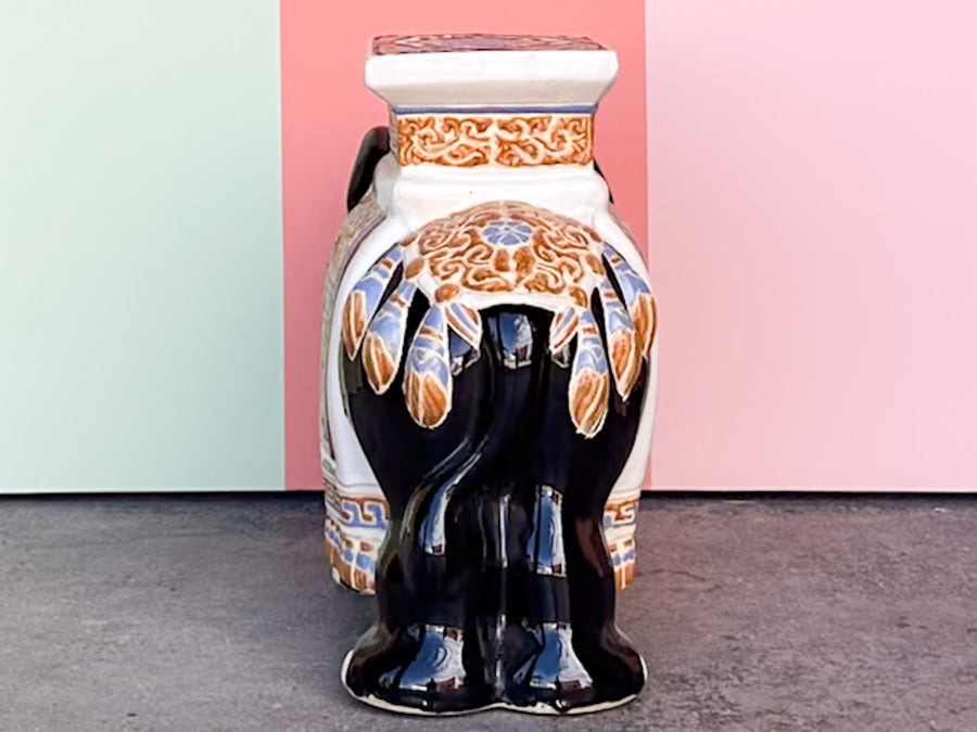 Black Ceramic Elephant Garden Seat