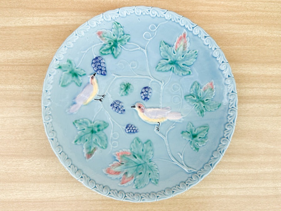 Set of Four Pretty Blue Bird Plates and Platter
