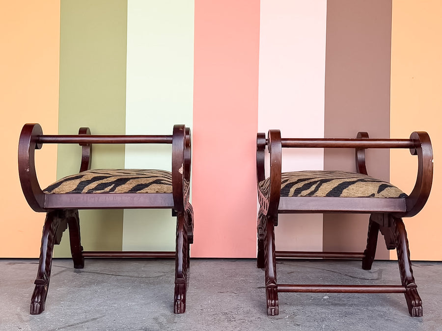 Pair of Regency Style Mahogany X Benches