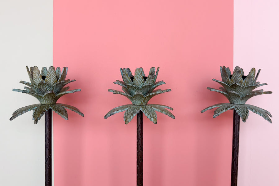 Set of Five Palm Tree Candle Holders