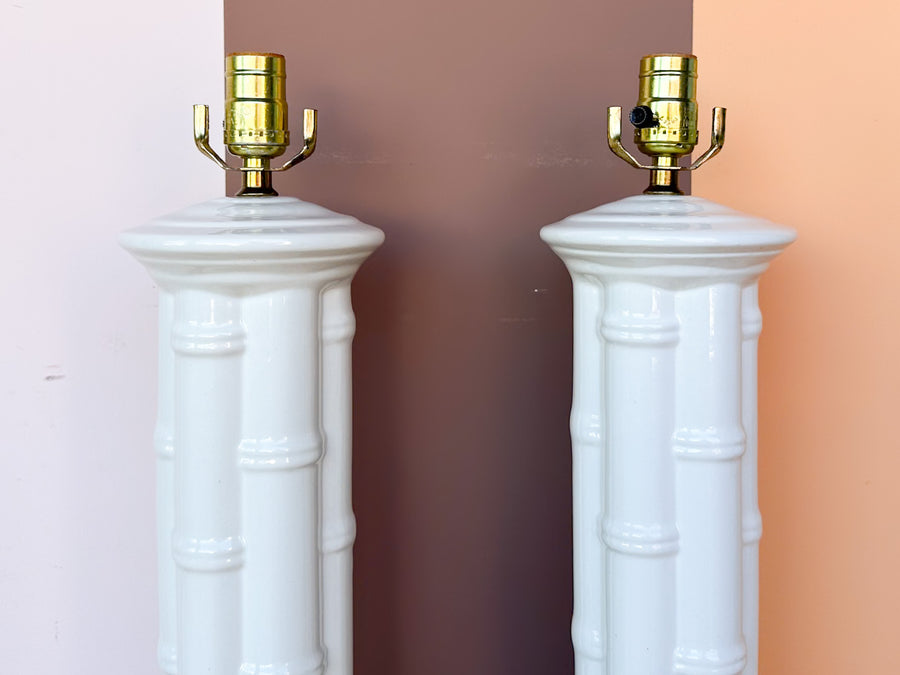 Pair of Newly Painted Faux Bamboo Lamps