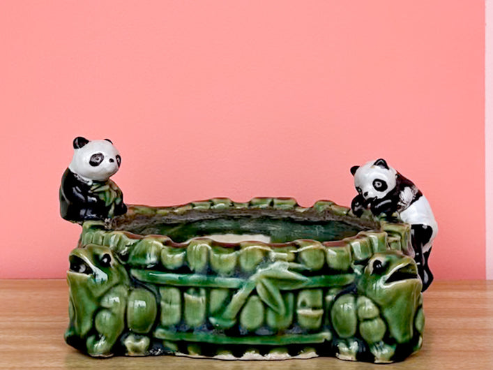 Panda and Frog Faux Bamboo Cachepot