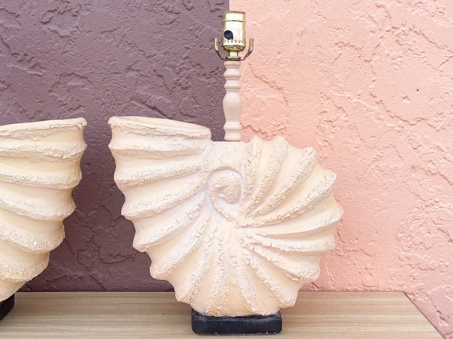 Pair of Plaster Nautilus Lamps