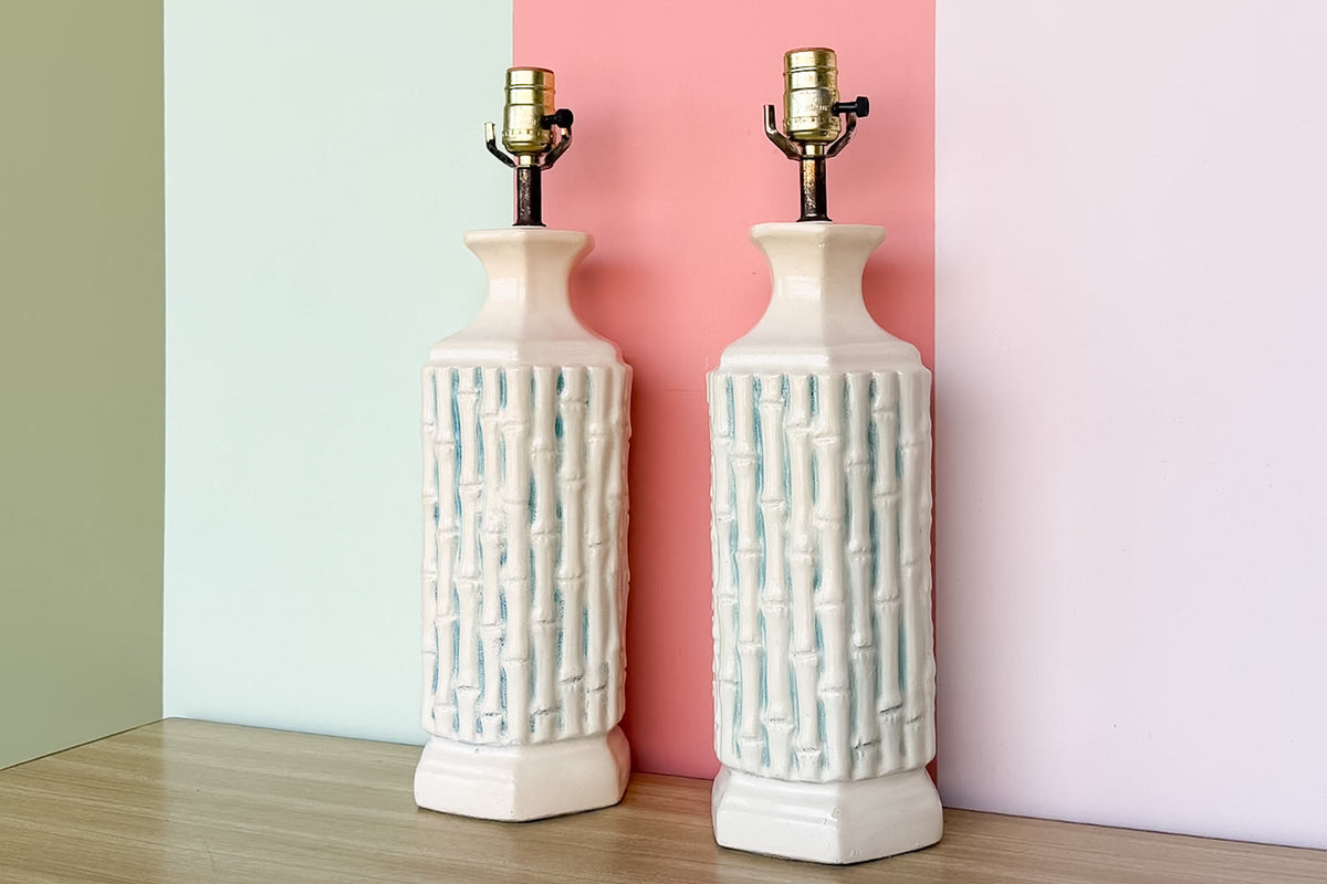 Pair of Faux Bamboo Lamps