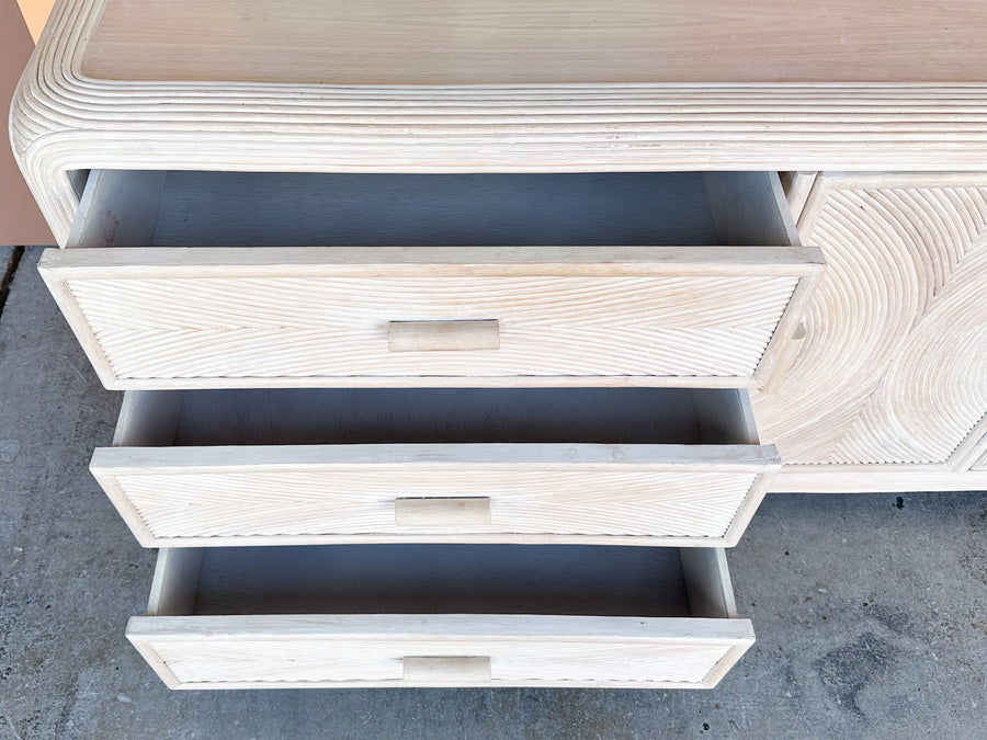 Coastal Cool Pencil Reed Rattan Credenza