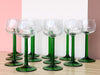 Set of Twelve French Green Stem Glassware