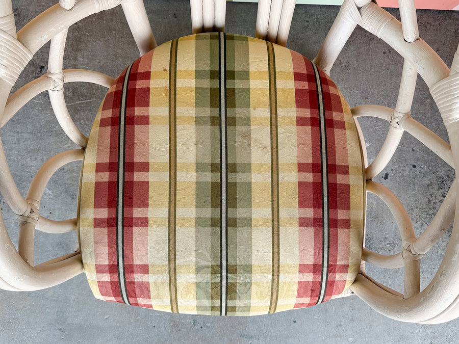 Pair of Painted Rattan Lounge Chairs
