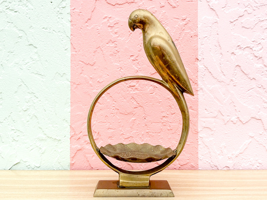 Brass Parrot Basket