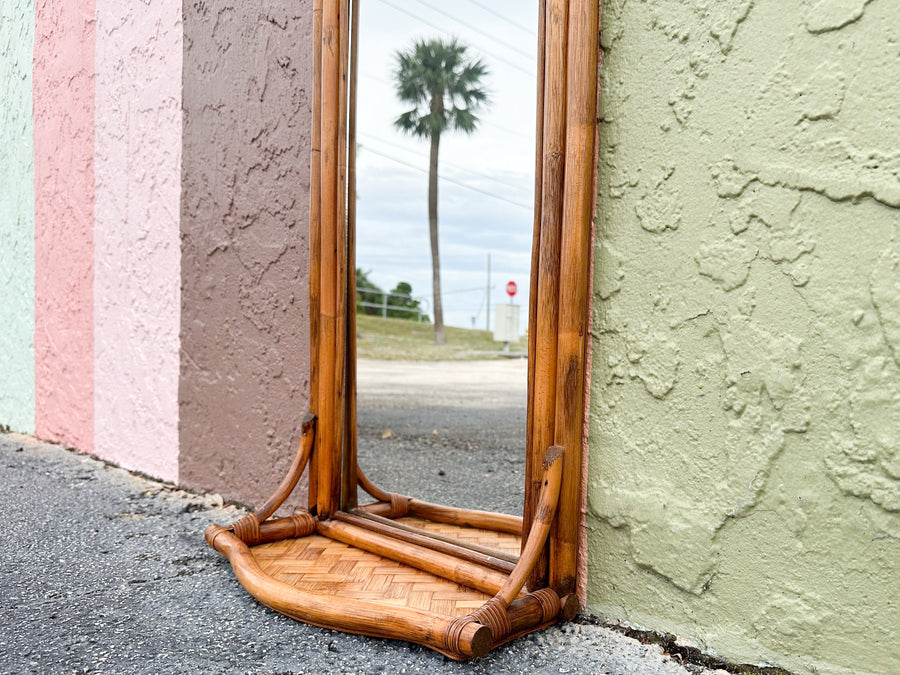 Rattan Mirror with Shelf