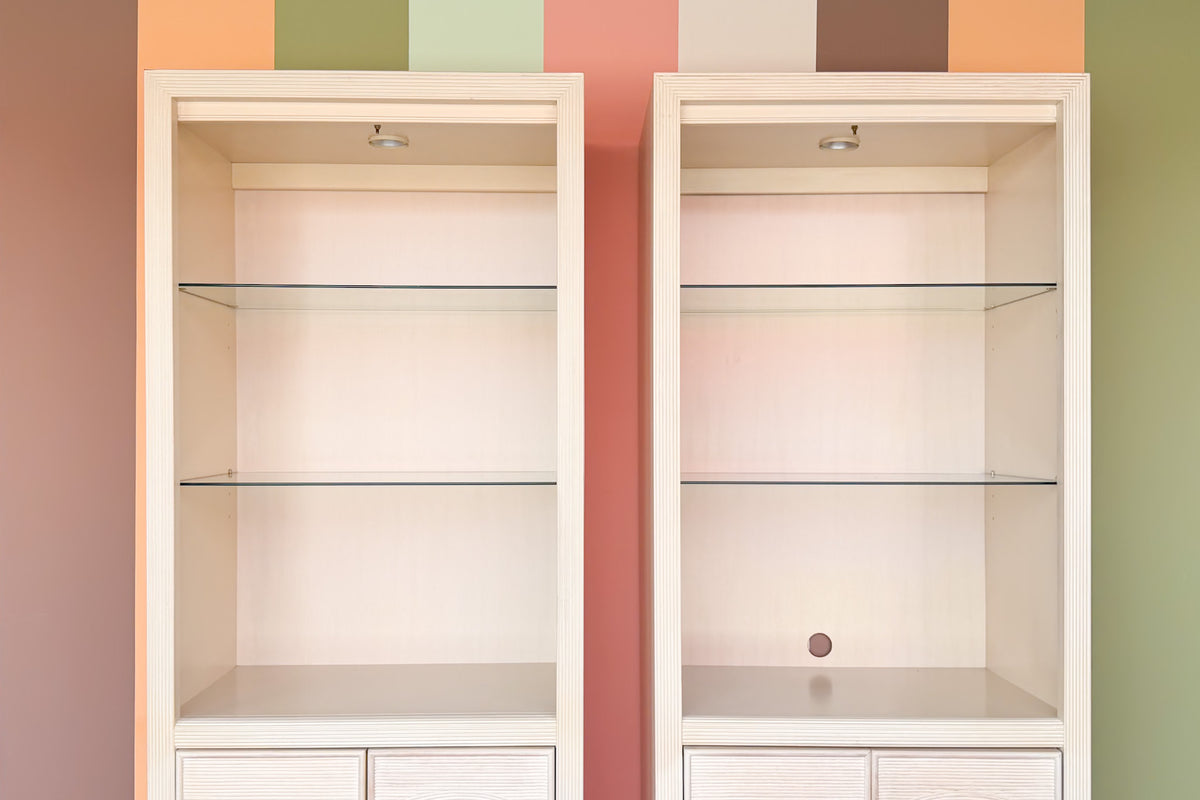Pair of Coastal Pencil Reed Rattan Cabinets