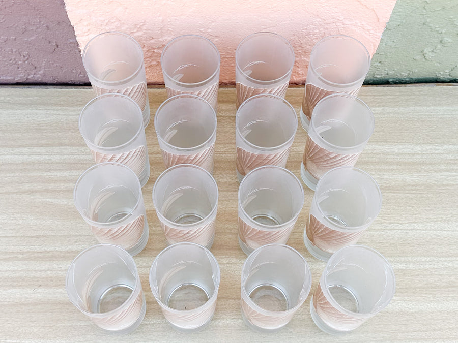 Set of Sixteen Frosted Shell Glassware