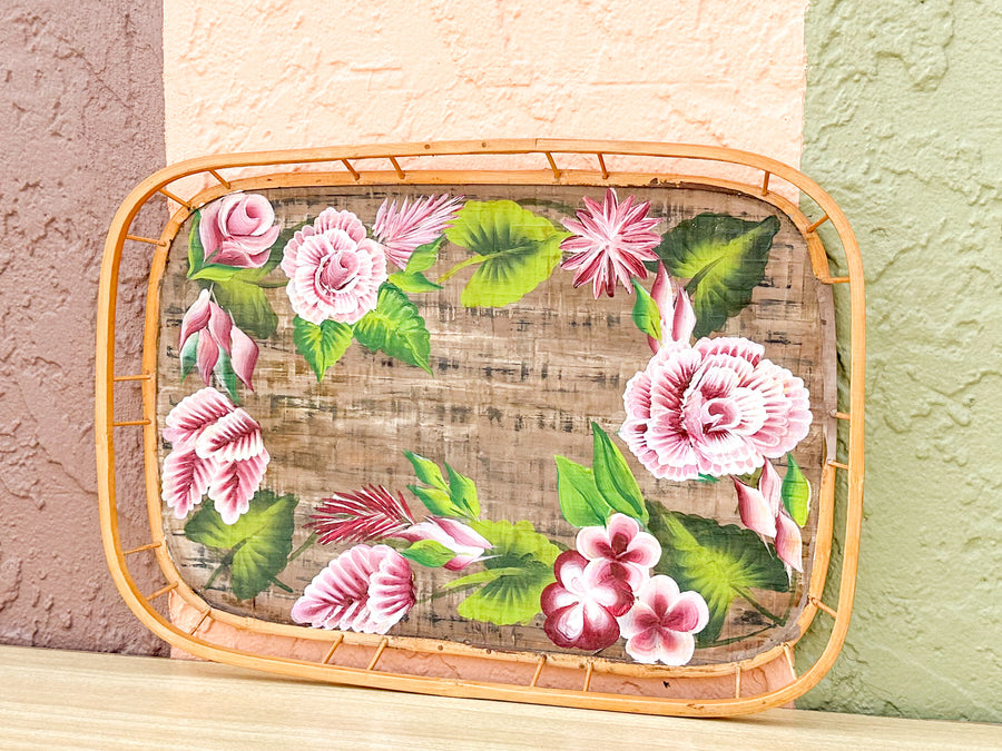 Hand Painted Tropical Bamboo Tray