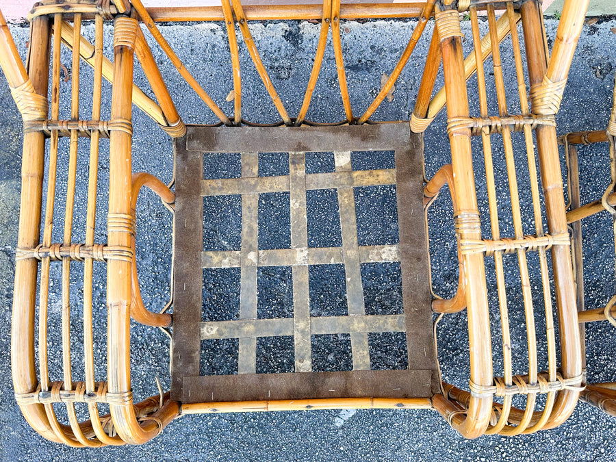 Pair of Old Florida Rattan Lounge Chairs
