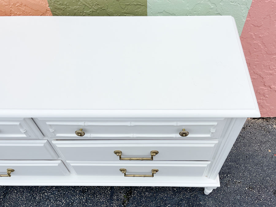 Newly Painted White Faux Bamboo Dresser