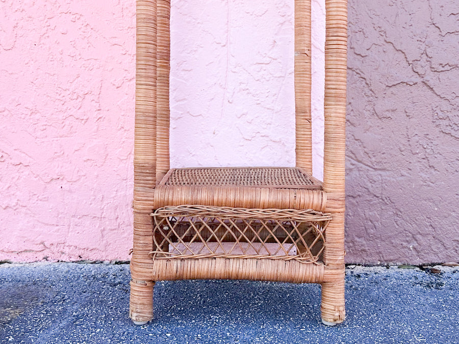 Pair of Rattan Plant Stands