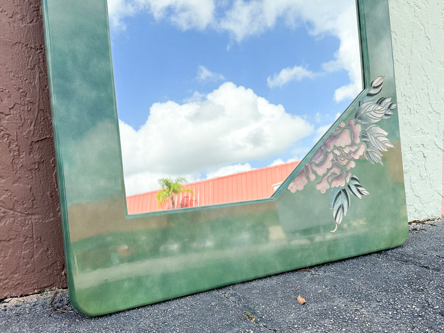 Pink and Green Lacquer Bird Mirror