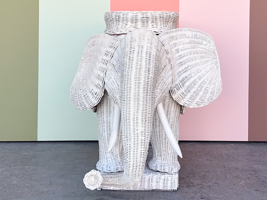 Wicker Elephant Garden Seat