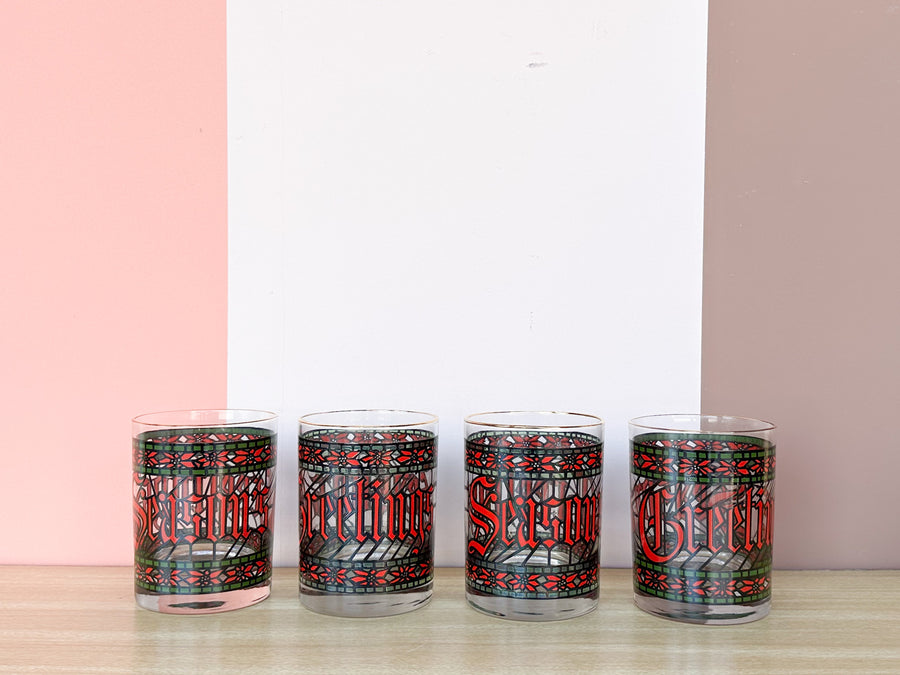 Set of Twelve Seasons Greetings Glassware