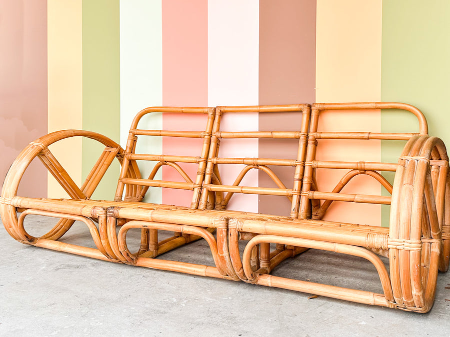 Old Florida Rattan Pretzel Sofa