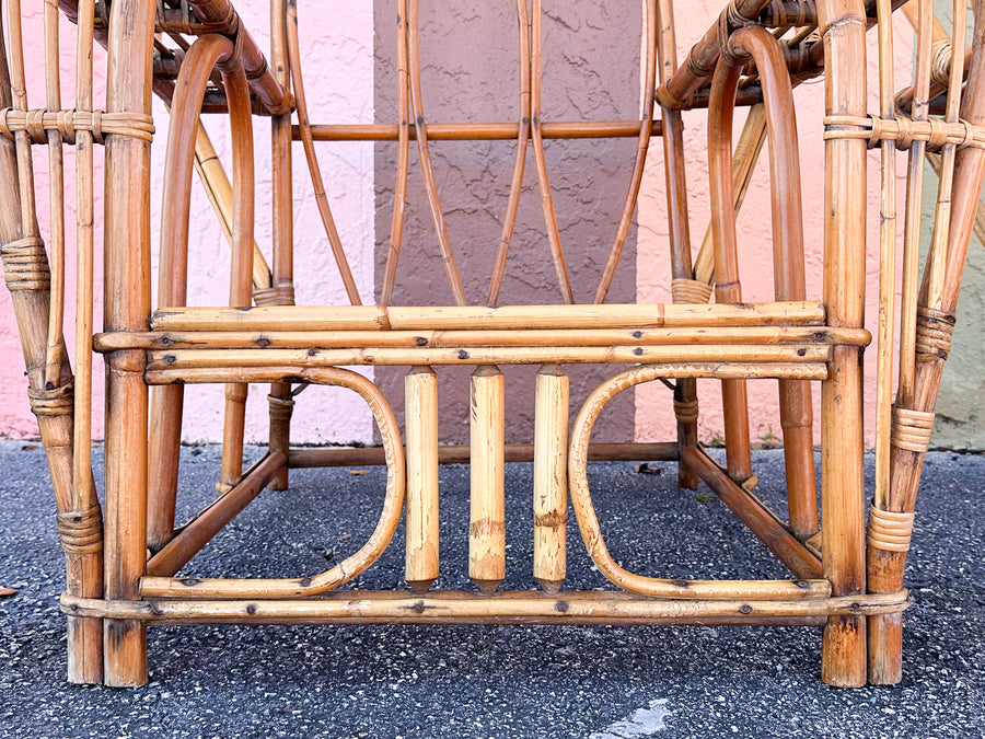 Pair of Old Florida Rattan Lounge Chairs