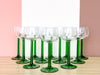 Set of Twelve French Green Stem Glassware