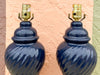 Pair of Petite Navy Swirl Ginger Jar Lamps