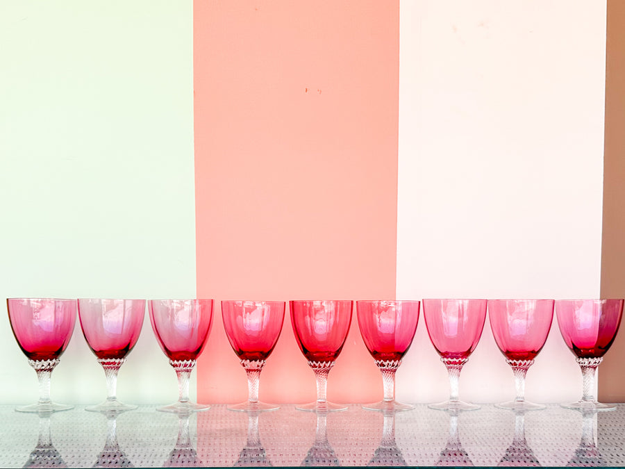 Set of Twenty-Three Georges Borgfeldt Lisa Cranberry Water Goblets