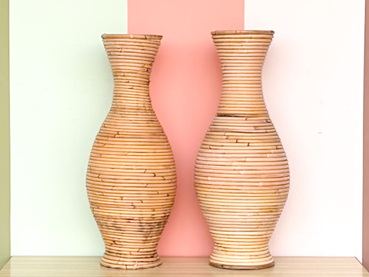 Pair of Natural Pencil Reed Vases