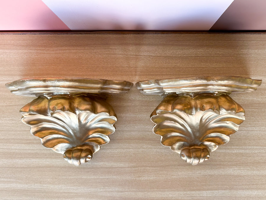 Pair of Ceramic Regency Style Wall Shelves
