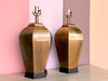 Pair of MCM Faux Brass Lamps