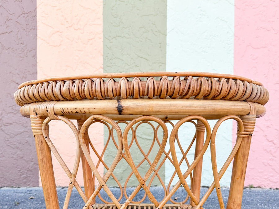 Pair of Coastal Rattan Side Tables