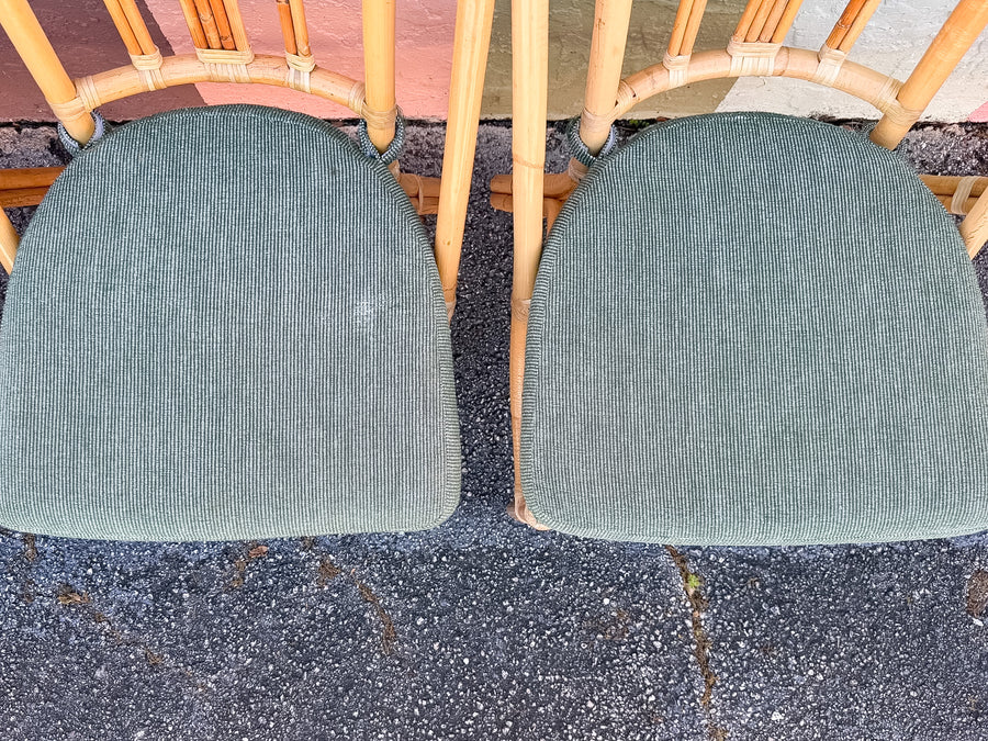 Set of Six Old Florida Rattan Dining Chairs